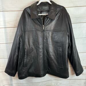 Perry Ellis Portfolio Thinsulate Insulation Black Leather Jacket Size XL